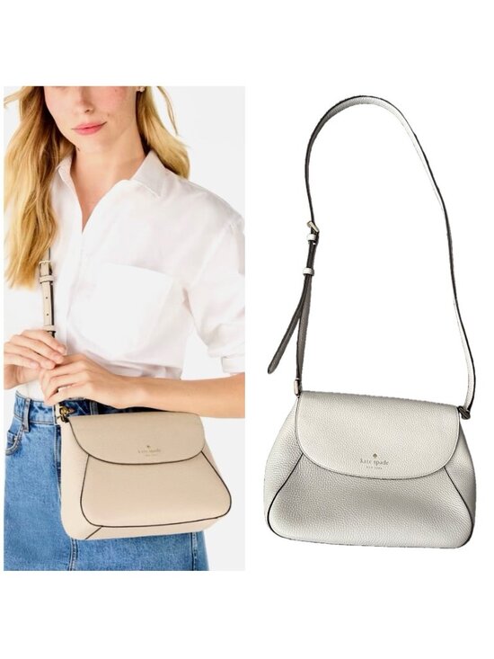 kate spade new york Handbags - New Kate Spade Monica Flap Crossbody Purse Leather Medium Ivory White